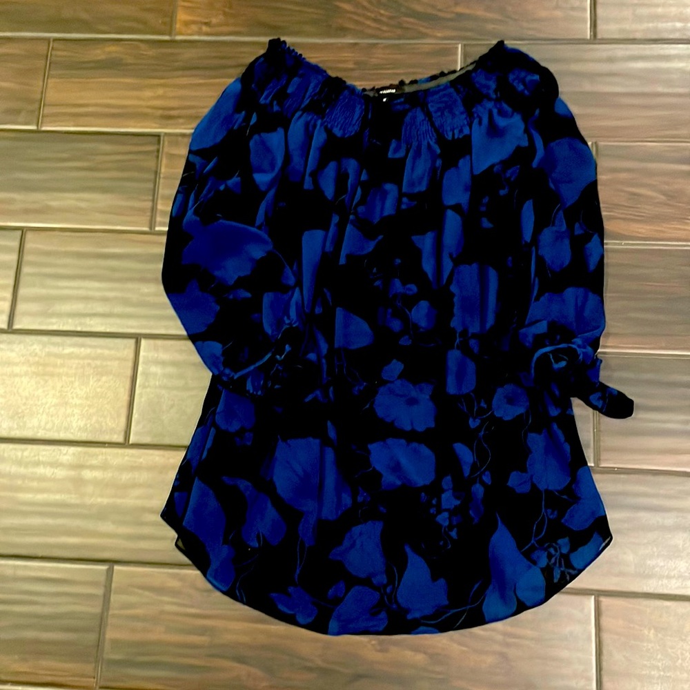 Black and Royal blue off the shoulder dress